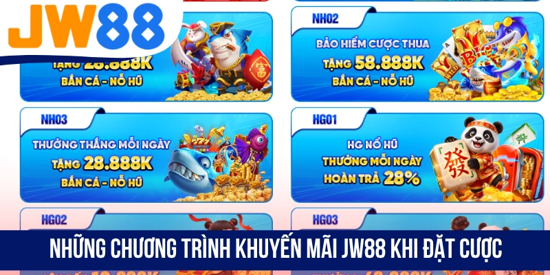 Những chương trình khuyến mãi JW88 khi đặt cược